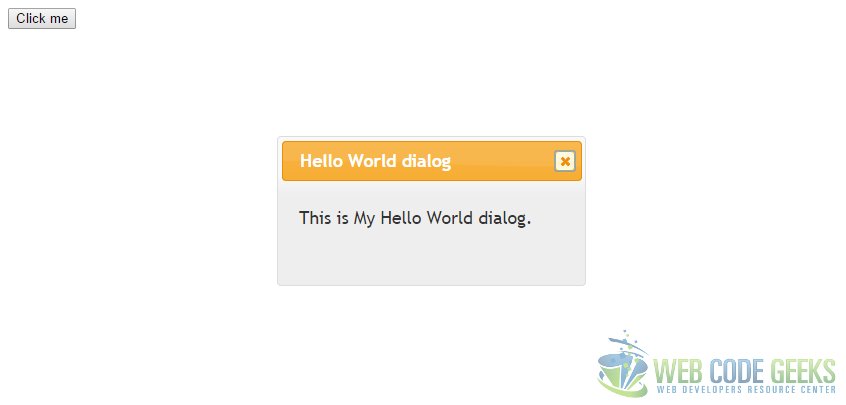 jQuery Dialog Example - Hello World