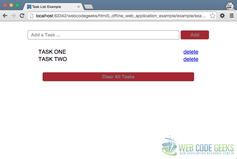HTML5 Offline Web Application Example OffLine