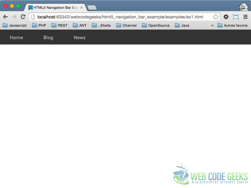 HTML5 Navigation Bar Example 1 bis