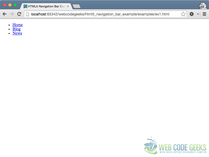 HTML 5 Navigation Bar Example 1