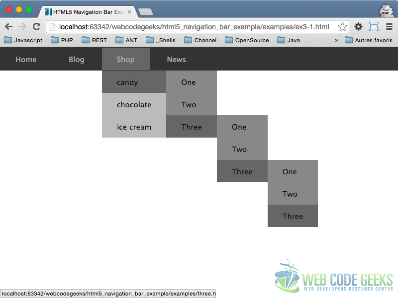 HTML 5 Navigation Bar Example 3 bis