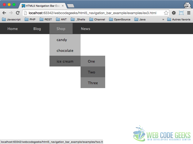HTML 5 Navigation Bar Example 3