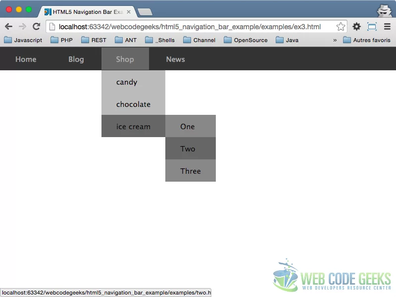 HTML 5 Navigation Bar Example 3