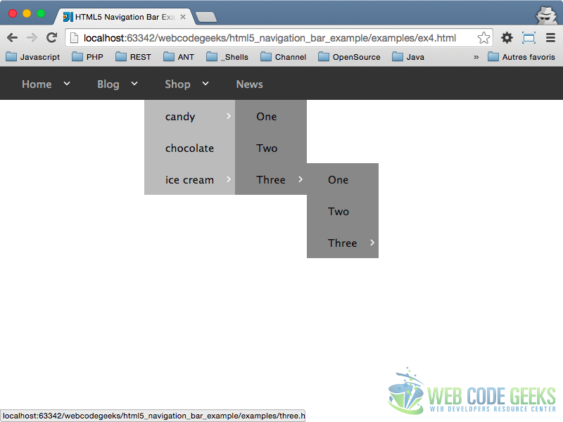 HTML 5 Navigation Bar Example 4