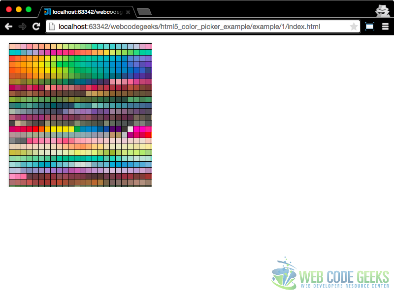HTML5 Color picker example 1