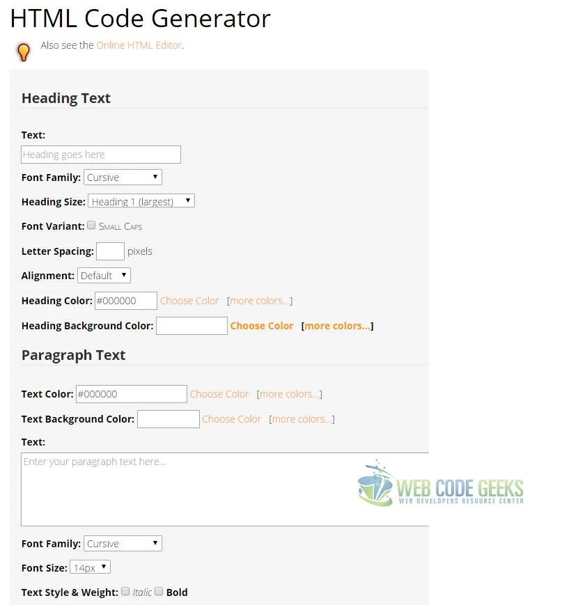 QuackIt HTML Code Generator