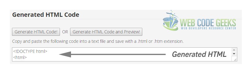 Generate HTML Code