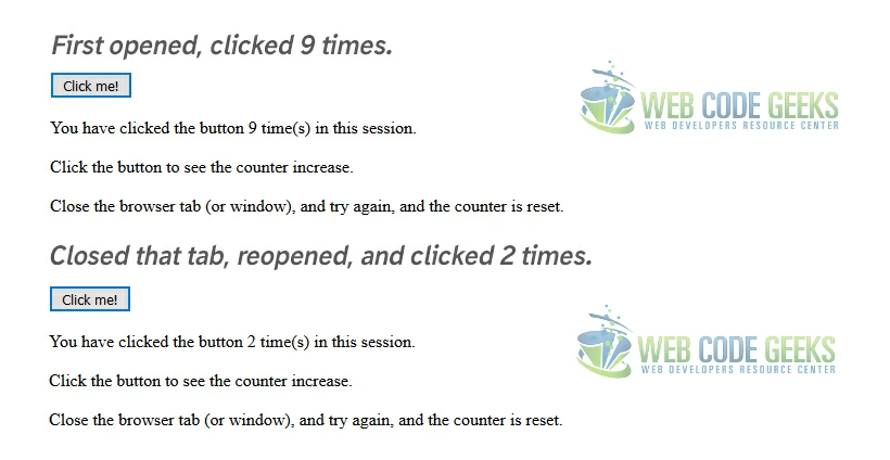 The sessionStorage Object