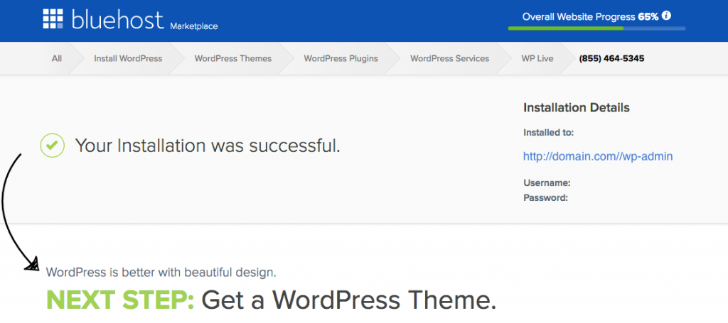 Blog with WordPress - Installation Credentials