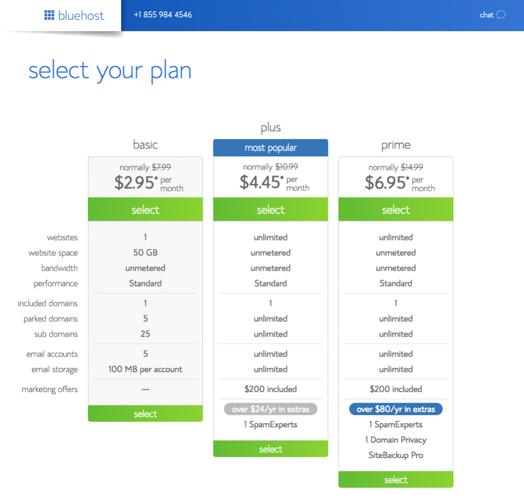 Blog with WordPress - Select your hosting plan