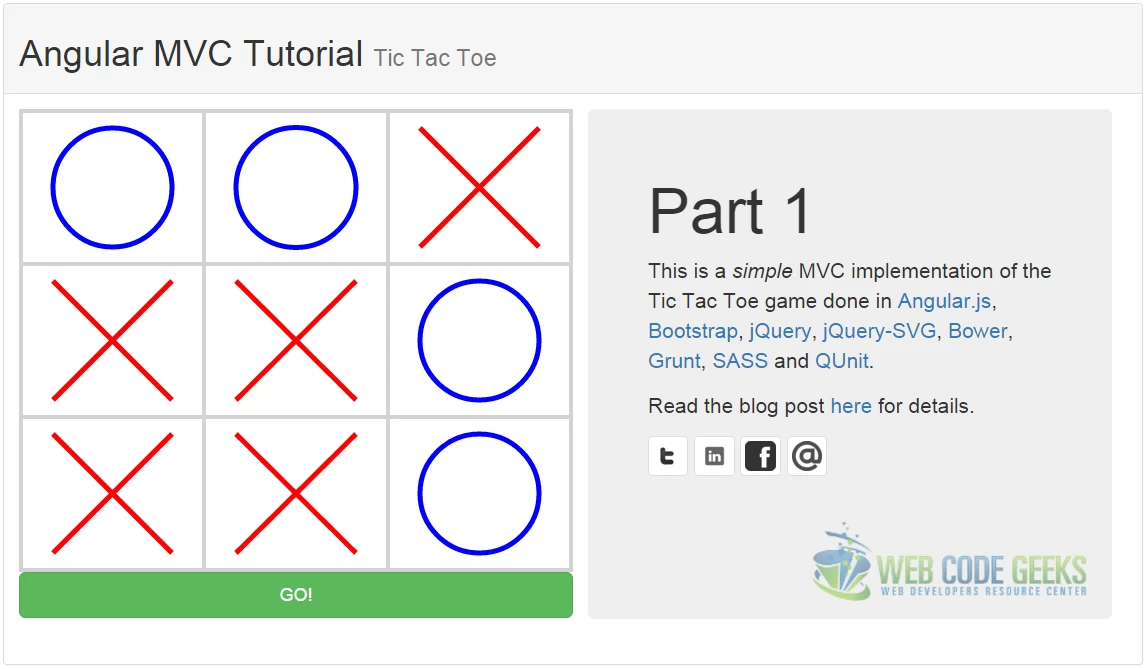 AngularJS MVC tutorial tic tac toe