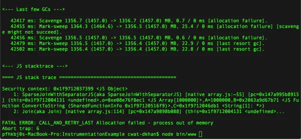 Exception caused by memory leak