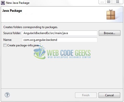 Fig. 7: Java Package Name (com.wcg.angular.backend)