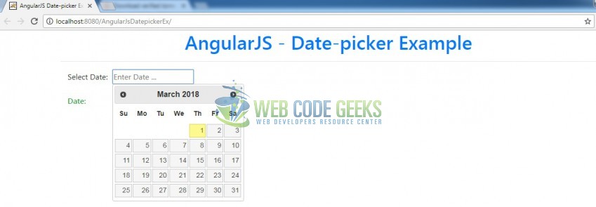 Fig. 8: Datepicker module in an Angular application