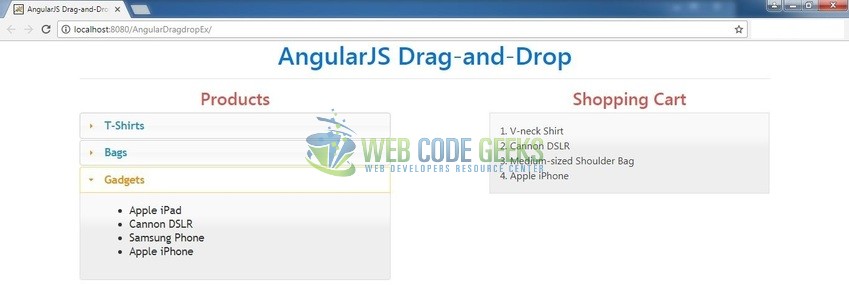 Fig. 9: A drag-and-drop feature in an Angular application