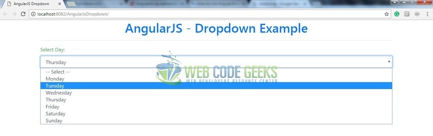 Fig. 8: Drop-down module in an Angular application