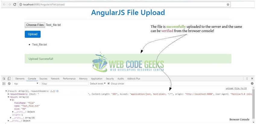 Fig. 8: Angular file upload functionality