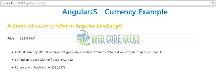 AngularJS Currency Filter - Currency filter in Angular
