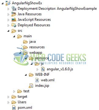 AngularJS ng-show Directive - Application Project Structure