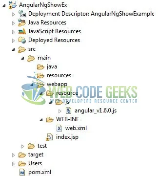 AngularJS ng-show Directive - Application Project Structure