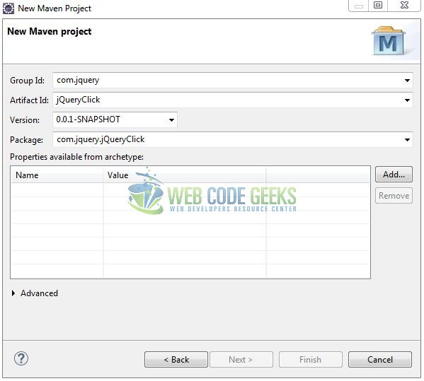 jQuery click() - Archetype Parameters