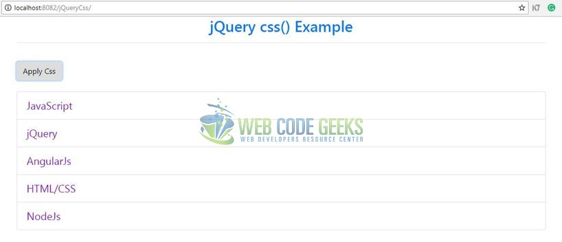 jQuery css() Method