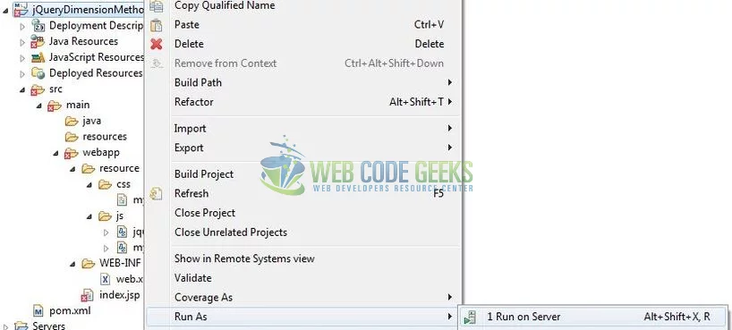 jQuery Dimension Methods - Deploy Application on Tomcat