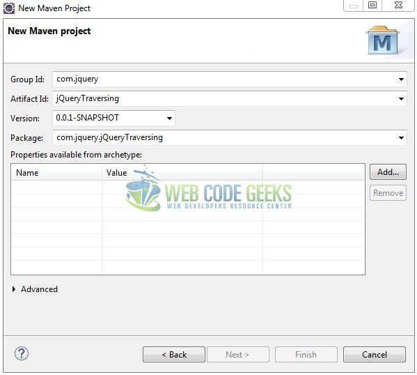 jQuery Traversing - Archetype Parameters