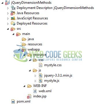 jQuery Dimension Methods - Application Project Structure