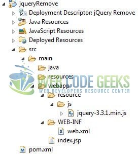 jQuery remove() - Application Project Structure