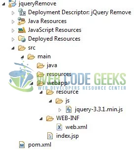 jQuery remove() - Application Project Structure