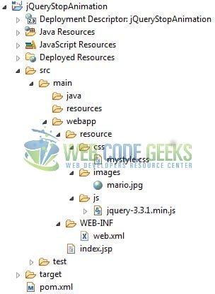 jQuery Stop Animations - Application Project Structure