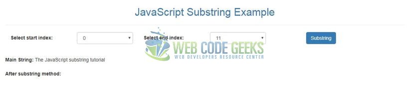 JavaScript String substring() - Index page
