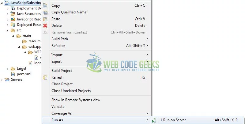 JavaScript String substring() - Deploy Application on Tomcat