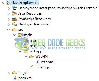 JavaScript switch - Application Project Structure