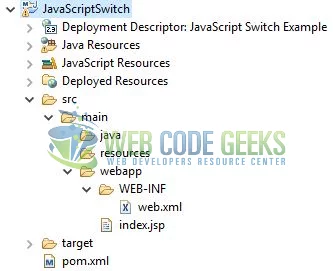 JavaScript switch - Application Project Structure