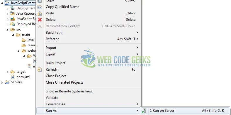 JavaScript Events - Deploy Application on Tomcat