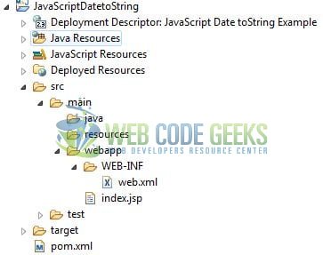 JavaScript Date toString() - Application Project Structure