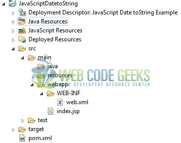 JavaScript Date toString() - Application Project Structure
