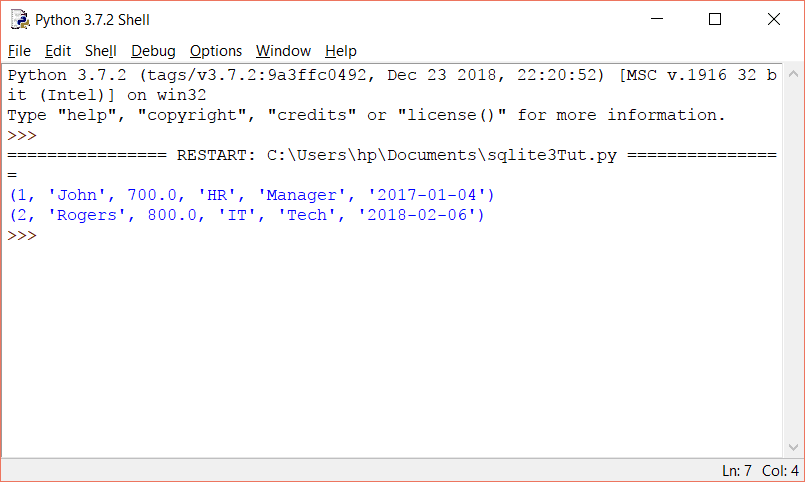 Python SQLite3