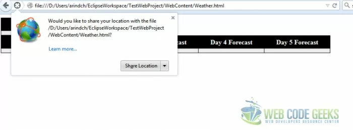 Firefox InfoBar geolocation