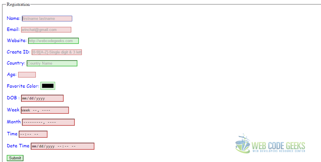 Input type date Input type date
