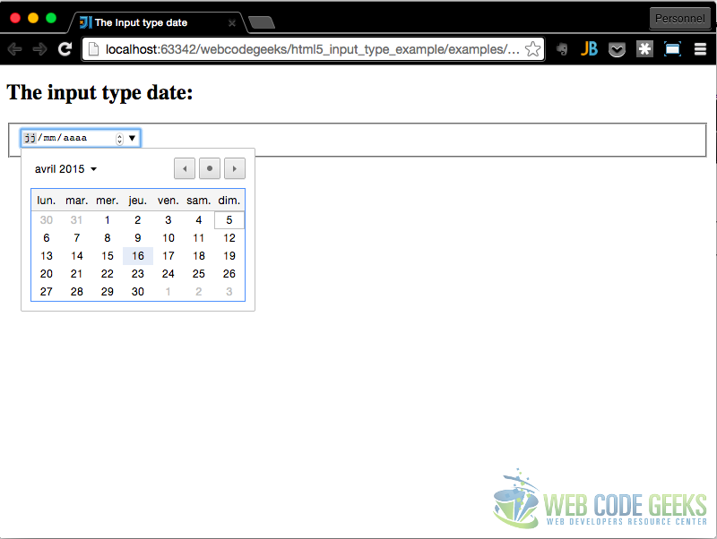 Input type date example
