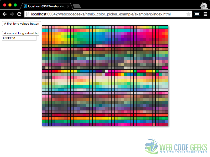 HTML5 Color picker example 2