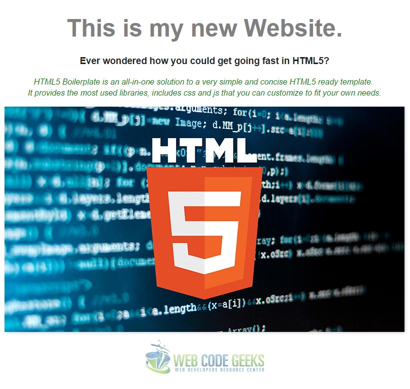 Final Result of the Website using the HTML5 Boilerplate Framework