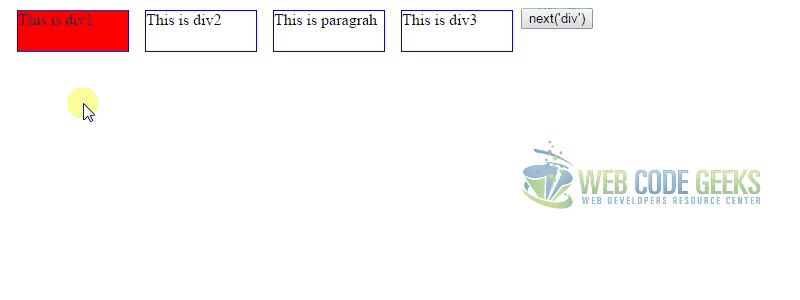 Get Next div example