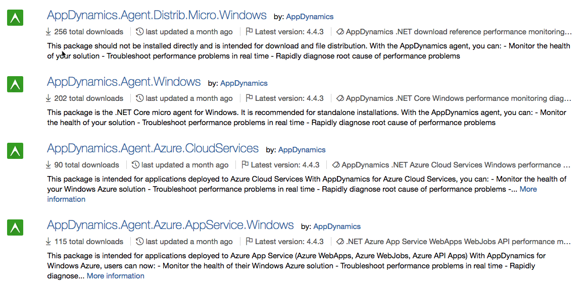 Microservices Agent AppDynamics NuGet Packages