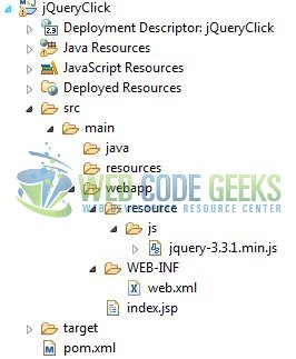 jQuery click() - Application Project Structure