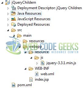 jQuery children() - Application Project Structure