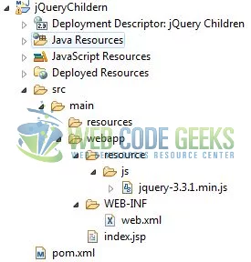 jQuery children() - Application Project Structure